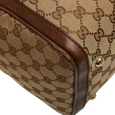 Pre-owned Gucci Gg Canvas Beige Brown Gg Canvas Leather Handbag Shoulder Bag ()