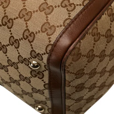 Pre-owned Gucci Gg Canvas Beige Brown Gg Canvas Leather Handbag Shoulder Bag ()