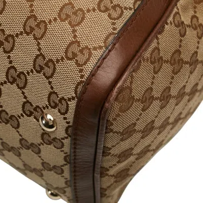 Pre-owned Gucci Gg Canvas Beige Brown Gg Canvas Leather Handbag Shoulder Bag ()