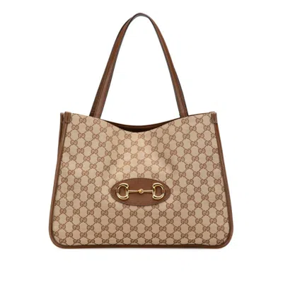 Pre-owned Gucci Gg Canvas Beige Brown Gg Canvas Tote Bag ()