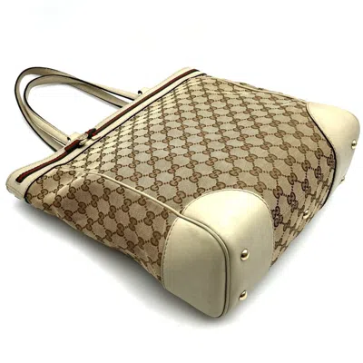 Pre-owned Gucci Gg Canvas Beige Brown Gg Canvas Tote Bag () In Multi