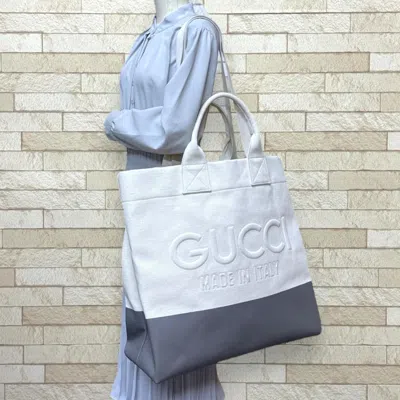 Pre-owned Gucci Gg Canvas Beige Gray Gg Canvas Tote Bag ()