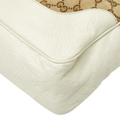 Pre-owned Gucci Gg Canvas Beige Ivory Gg Canvas Leather Handbag Shoulder Bag () In Multi