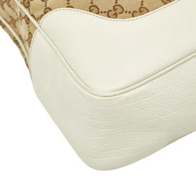 Pre-owned Gucci Gg Canvas Beige Ivory Gg Canvas Leather Handbag Shoulder Bag () In Multi