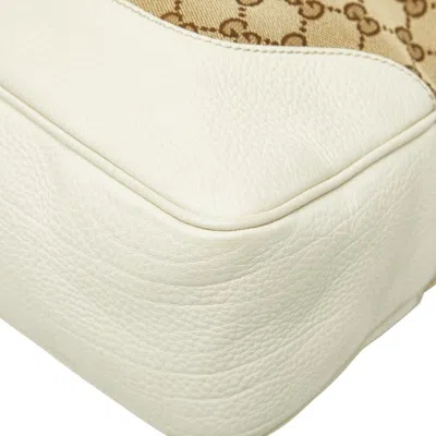 Pre-owned Gucci Gg Canvas Beige Ivory Gg Canvas Leather Handbag Shoulder Bag () In Multi