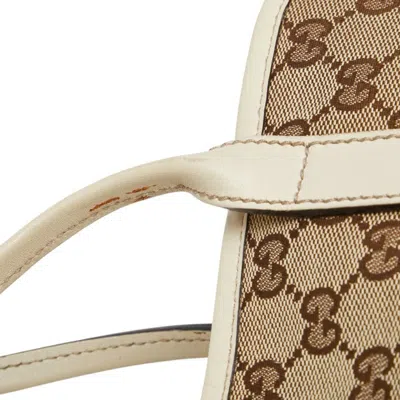 Pre-owned Gucci Gg Canvas Beige White Canvas Leather Shoulder Bag Tote Bag () In Multi