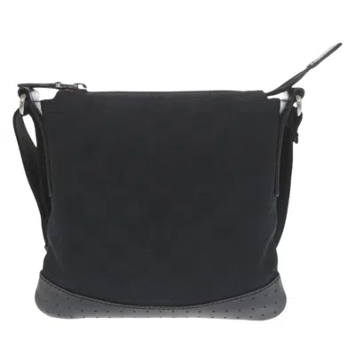 Pre-owned Gucci Gg Canvas Black Gg Canvas Leather Shoulder Bag ()