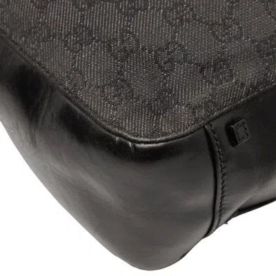 Pre-owned Gucci Gg Canvas Black Gg Canvas Leather Handbag Tote Bag ()