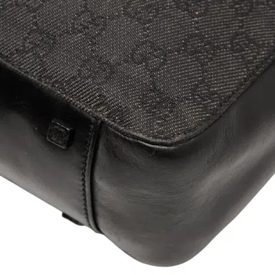 Pre-owned Gucci Gg Canvas Black Gg Canvas Leather Handbag Tote Bag ()