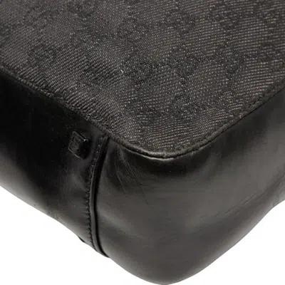 Pre-owned Gucci Gg Canvas Black Gg Canvas Leather Handbag Tote Bag ()