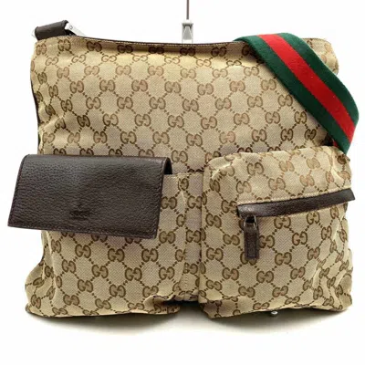 Pre-owned Gucci Gg Canvas Brown Gg Canvas Leather Shoulder Bag ()
