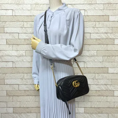 Pre-owned Gucci Gg Marmont Black Leather Shoulder Bag ()