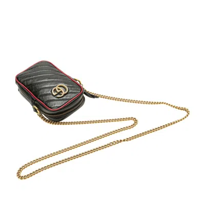 Pre-owned Gucci Gg Marmont Black Leather Shoulder Bag ()
