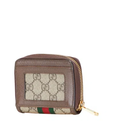 Pre-owned Gucci Gg Supreme Beige Brown Pvc Leather Coin Purse/coin Case ()