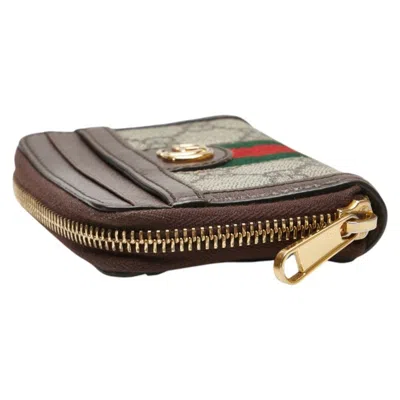 Pre-owned Gucci Gg Supreme Beige Brown Pvc Leather Coin Purse/coin Case ()
