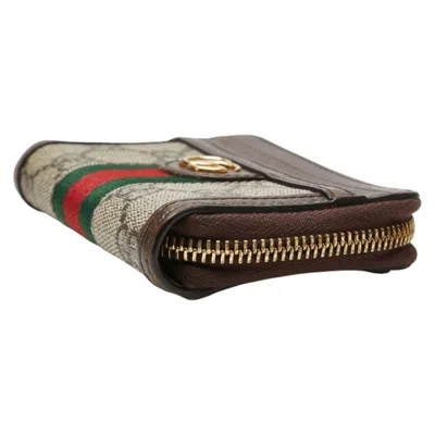 Pre-owned Gucci Gg Supreme Beige Brown Pvc Leather Coin Purse/coin Case ()