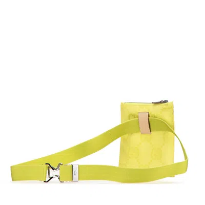 Pre-owned Gucci Green Canvas Leather Fanny Pack Sling Bag ()