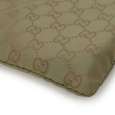 Pre-owned Gucci Green Khaki Nylon Leather Clutch Bag Pouch () In Multi