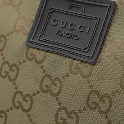 Pre-owned Gucci Green Khaki Nylon Leather Clutch Bag Pouch () In Multi