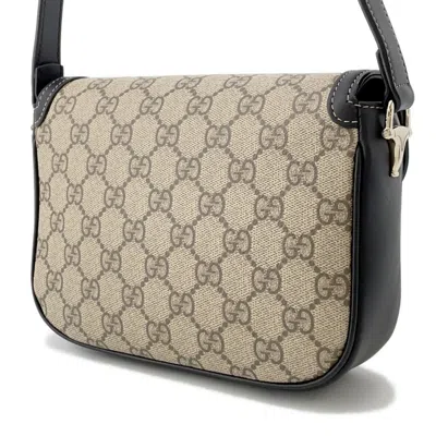 Pre-owned Gucci Horsebit Beige Black Pvc Leather Shoulder Bag () In Multi