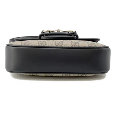 Pre-owned Gucci Horsebit Beige Black Pvc Leather Shoulder Bag () In Multi