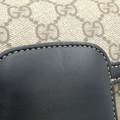 Pre-owned Gucci Horsebit Beige Black Pvc Leather Shoulder Bag () In Multi