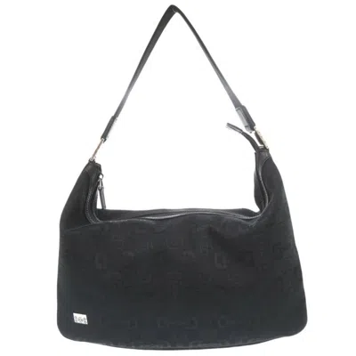 Pre-owned Gucci Horsebit Black Canvas Shoulder Bag ()