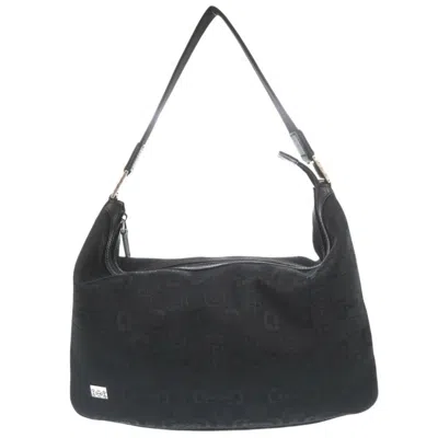 Pre-owned Gucci Horsebit Black Canvas Shoulder Bag ()