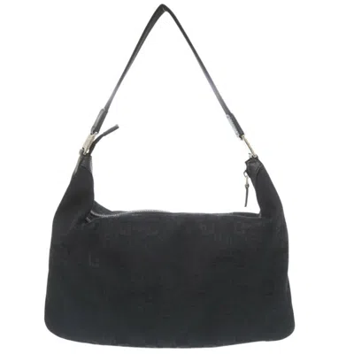 Pre-owned Gucci Horsebit Black Canvas Shoulder Bag ()