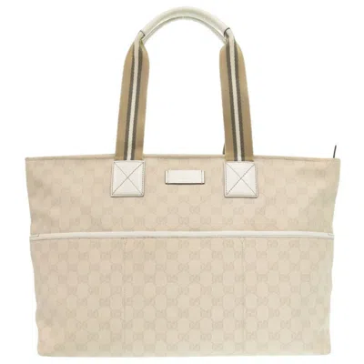 Pre-owned Gucci Ivory Gg Canvas Tote Bag () In White