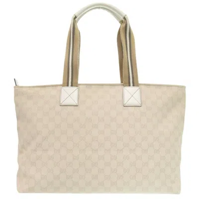Pre-owned Gucci Ivory Gg Canvas Tote Bag () In White