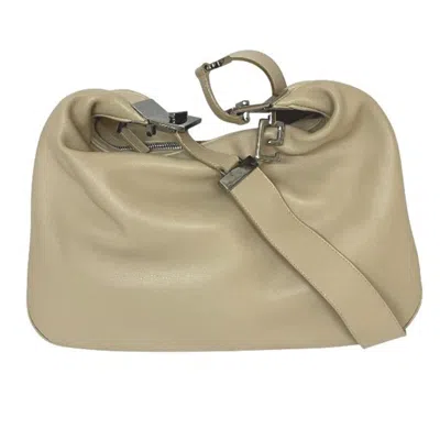 Pre-owned Gucci Light Beige Leather Canvas Shoulder Bag () In Sand