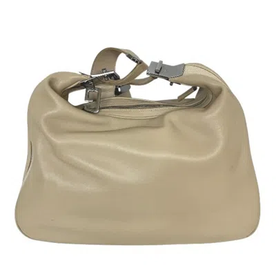 Pre-owned Gucci Light Beige Leather Canvas Shoulder Bag () In Sand