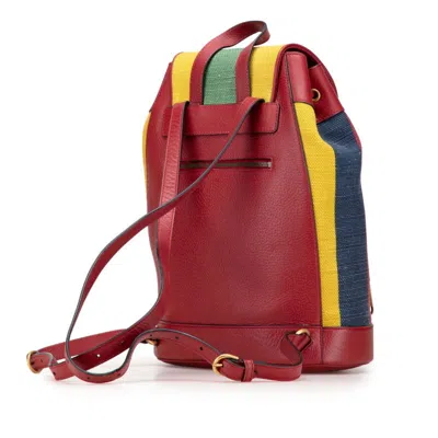 Pre-owned Gucci Multi-color Red Color Canvas Leather Backpack ()