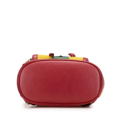 Pre-owned Gucci Multi-color Red Color Canvas Leather Backpack ()