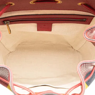 Pre-owned Gucci Multi-color Red Color Canvas Leather Backpack ()
