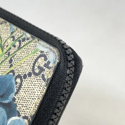 Pre-owned Gucci Navy Pvc Long Wallet (bi-fold) () In Blue