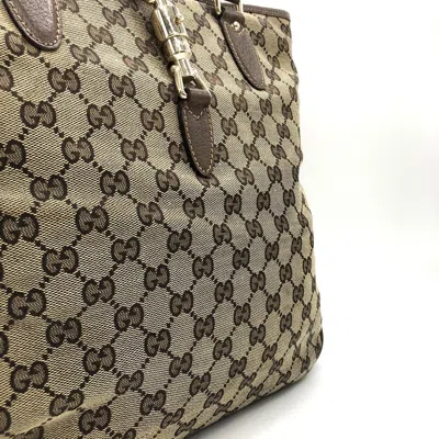 Pre-owned Gucci New Jackie Beige Brown Gg Canvas Tote Bag () In Multi
