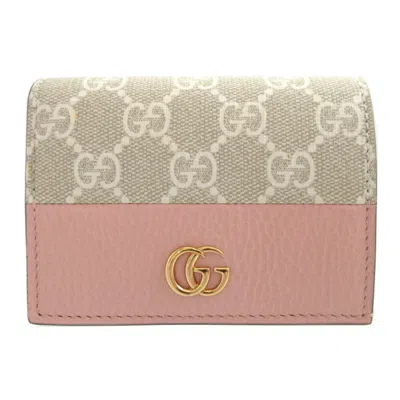 Pre-owned Gucci Pink Leather Gg Supreme Wallet (bi-fold) ()