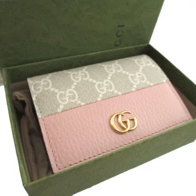 Pre-owned Gucci Pink Leather Gg Supreme Wallet (bi-fold) ()