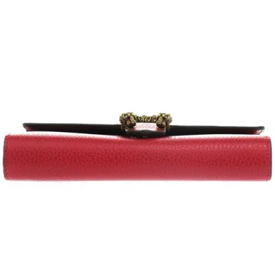 Pre-owned Gucci Red Color Leather Chain/shoulder Wallet ()