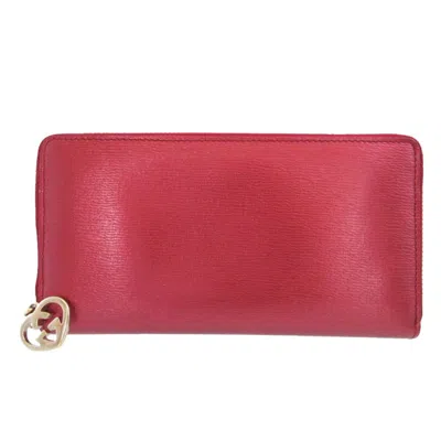 Pre-owned Gucci Red Color Leather Long Wallet (bi-fold) ()