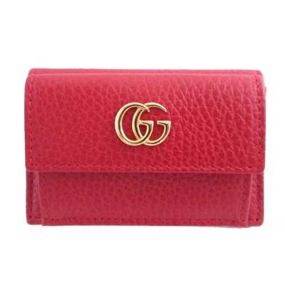 Pre-owned Gucci Red Color Leather Wallet (tri-fold) ()