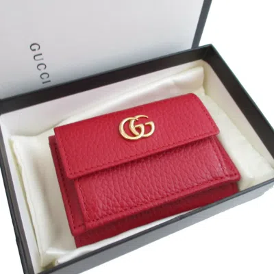 Pre-owned Gucci Red Color Leather Wallet (tri-fold) ()