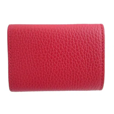 Pre-owned Gucci Red Color Leather Wallet (tri-fold) ()