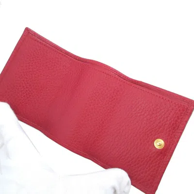Pre-owned Gucci Red Color Leather Wallet (tri-fold) ()
