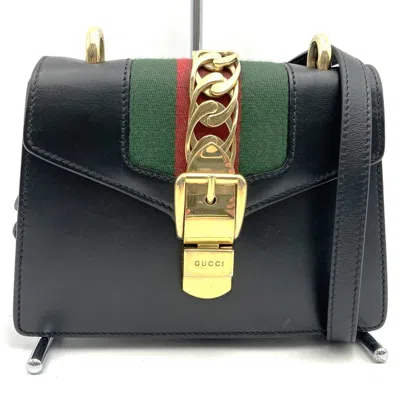 Pre-owned Gucci Sherry Line Black Leather Shoulder Bag ()