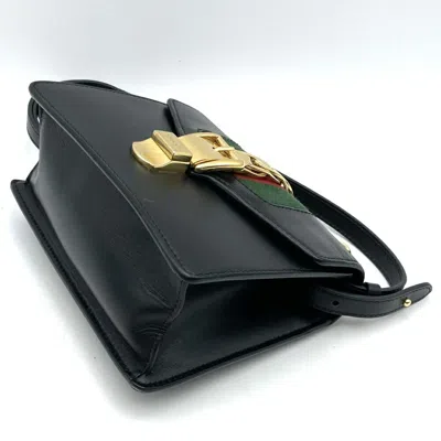 Pre-owned Gucci Sherry Line Black Leather Shoulder Bag ()