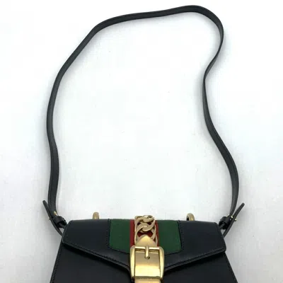 Pre-owned Gucci Sherry Line Black Leather Shoulder Bag ()