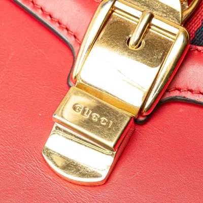 Pre-owned Gucci Sherry Line Red Color Leather Handbag Shoulder Bag ()